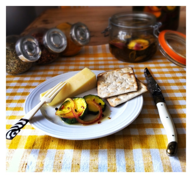 Cheese, Crackers and Sweet & Sour Courgettes